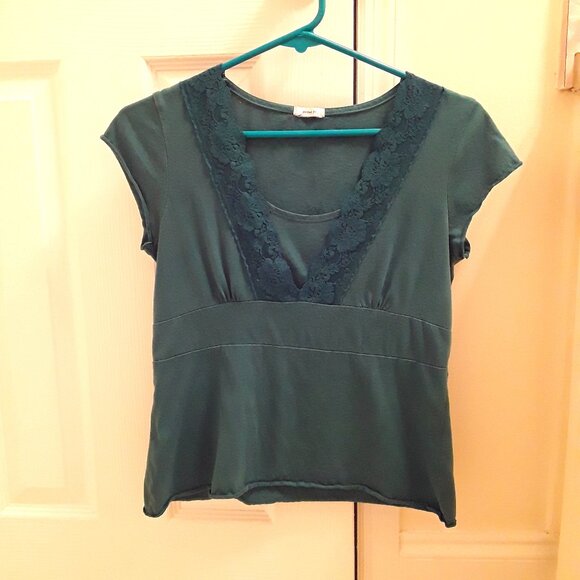Green cotton top, short-sleeve, small/medium - Picture 1 of 3